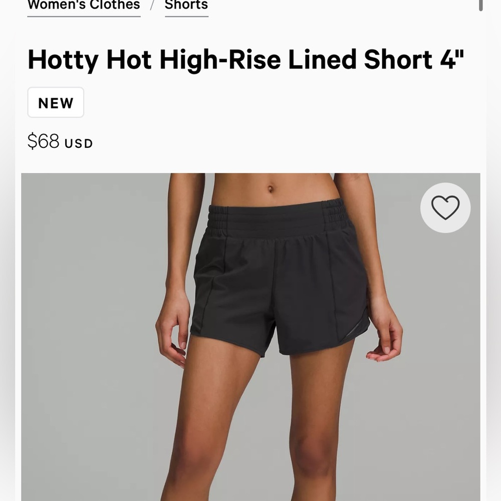 Lulu lemon hottie hot shorts 4” size 8. Black. Comes with bag! - Picture 6 of 6